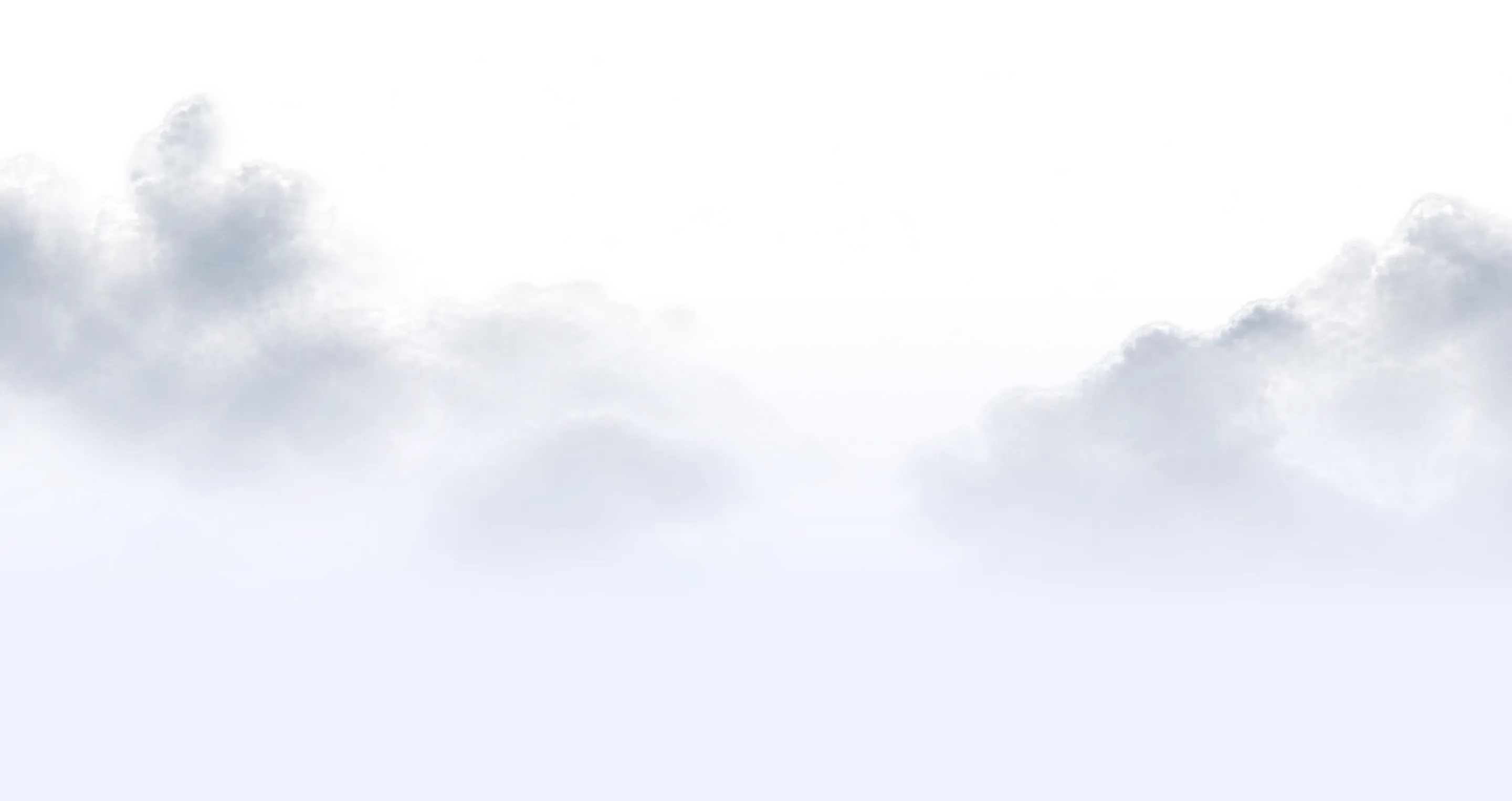A row of soft, fluffy white and light gray clouds with a transparent background.