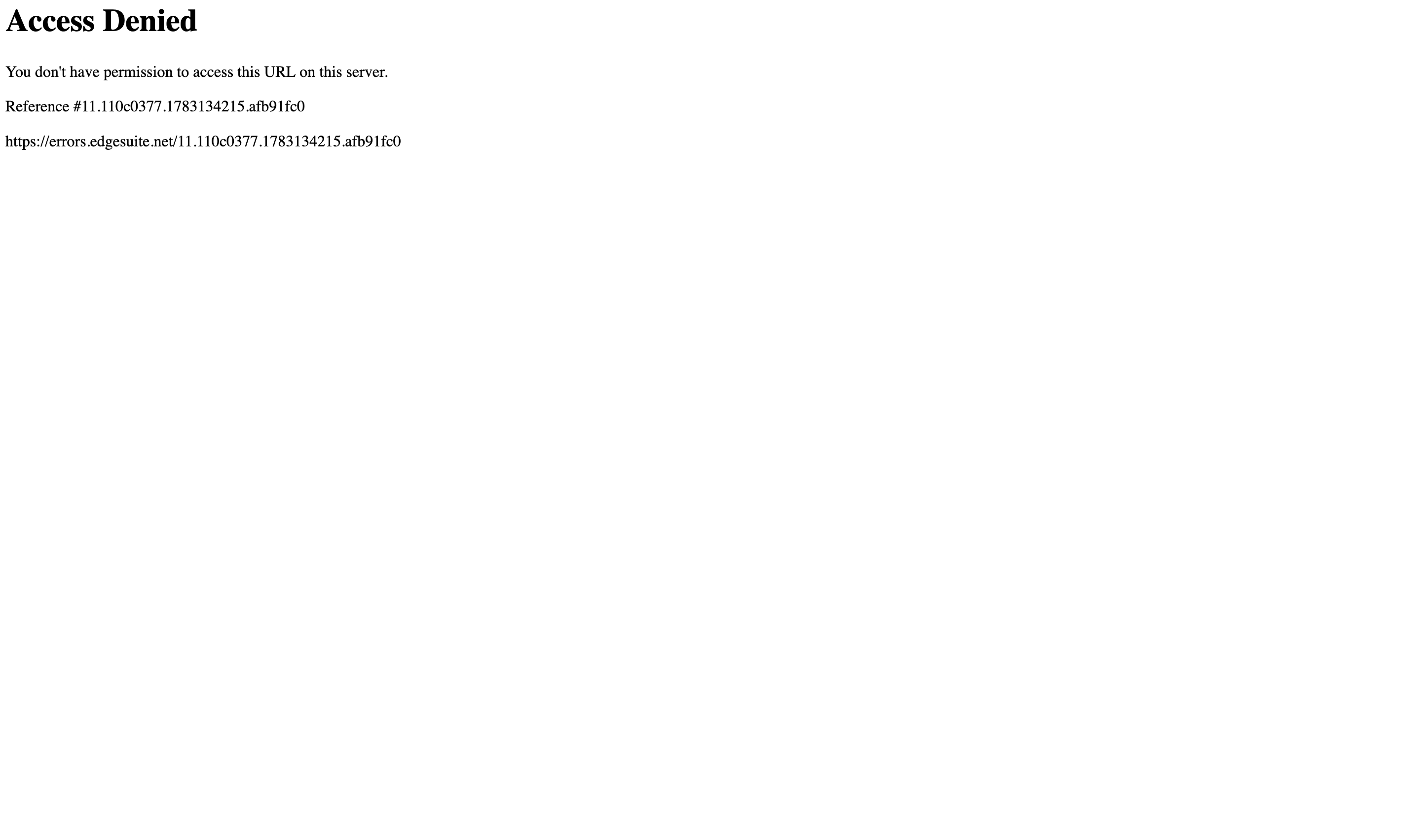 Akamai WAF block page Akamai block page