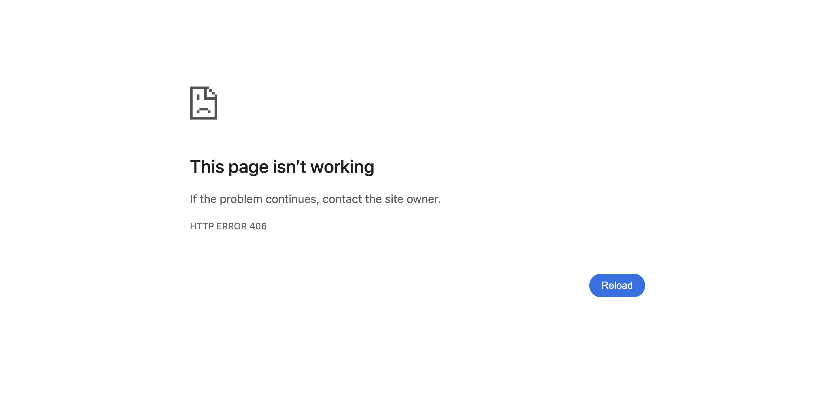 Raw 406 Not Acceptable error Chrome raw 406 error page