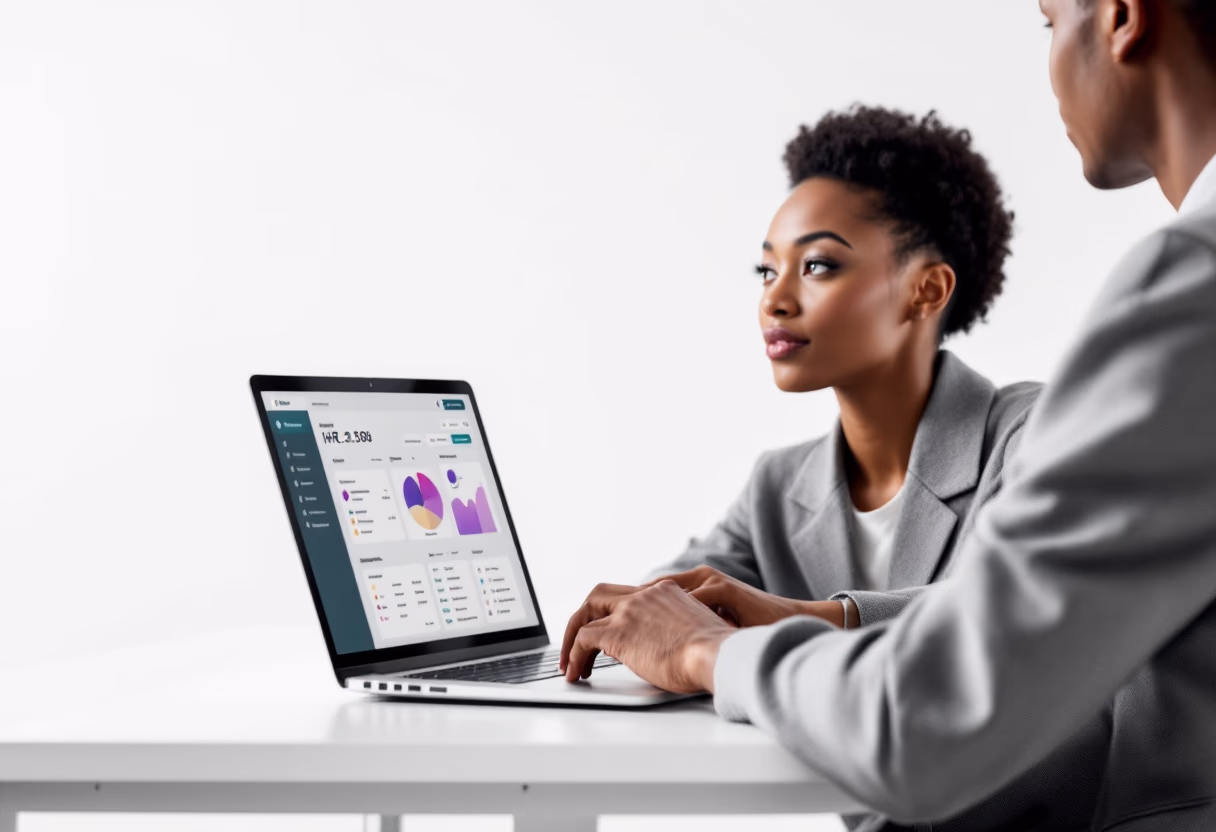 [interface] image of employee interacting with hr software (for a hr tech)