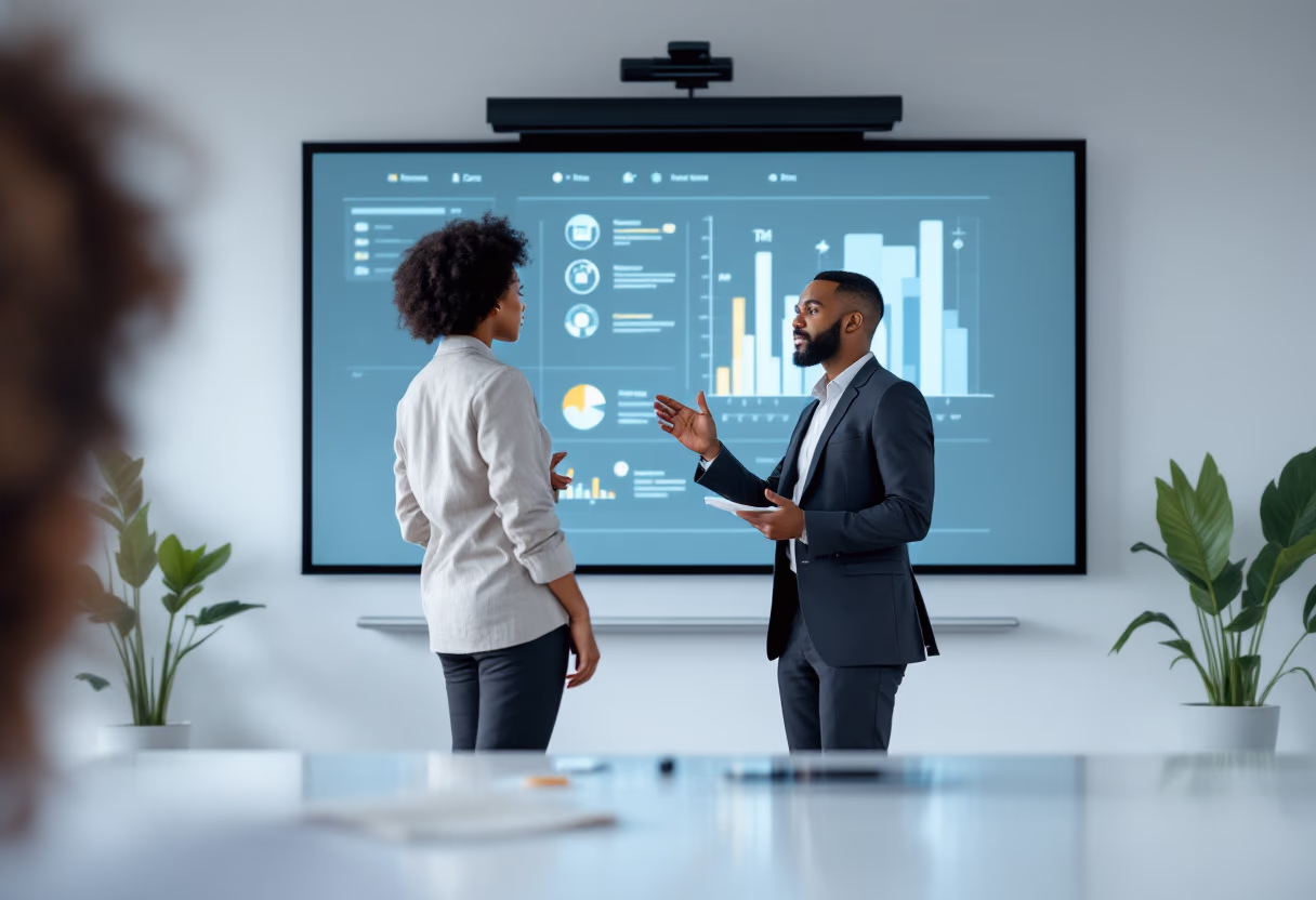 image of teacher using a smartboard (for a edtech)