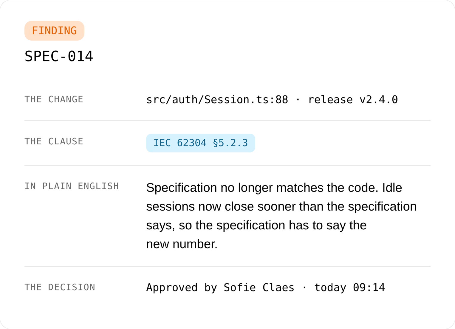 Code review comment noting risk control RC-004 missing MFA reference despite MFA code addition in PR #248.