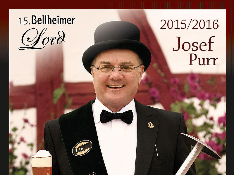 Josef Purr, der 15. Bellheimer Lord 2015/2016, mit Zylinder