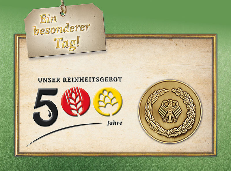 Logo 500 Jahre Reinheitsgebot und Medaille des Bundesehrenpreises