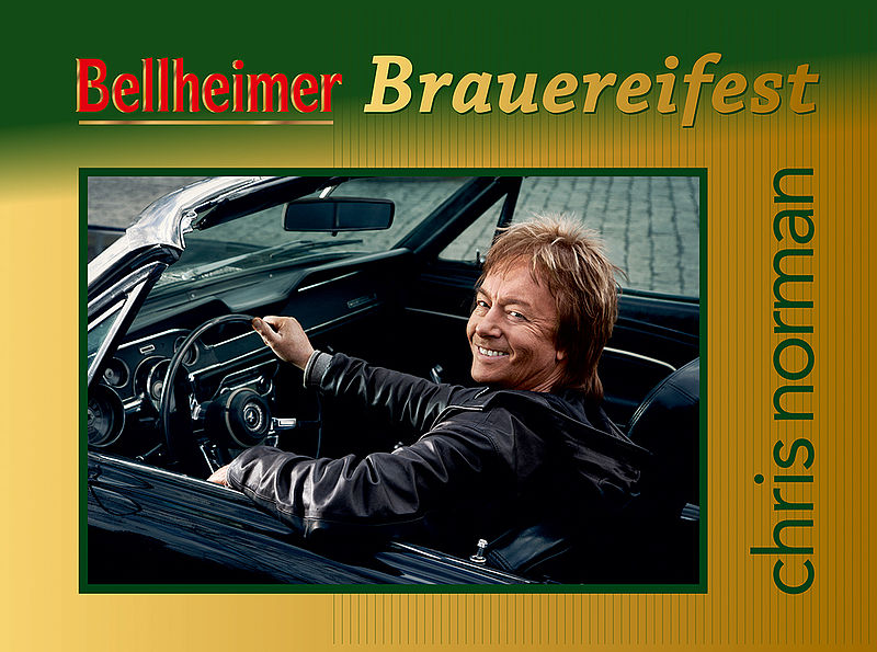 Chris Norman am Steuer eines Cabrios, Ankündigung zum Bellheimer Brauereifest