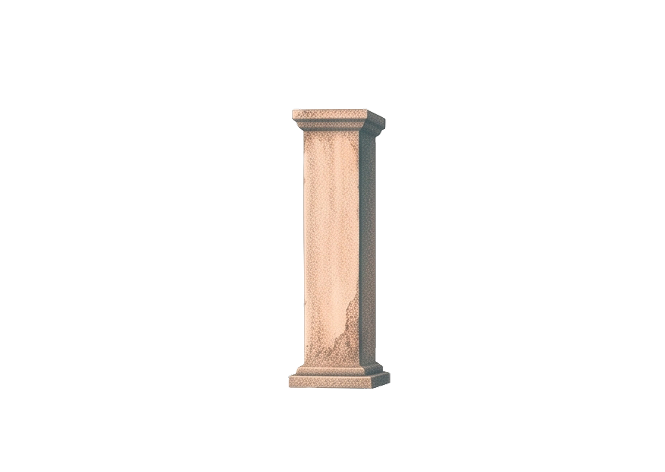 Single beige classical architectural column with a square base and capital.