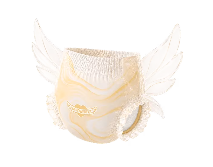 Yellow Ashbond diaper with the hidden crystal artwork revealed.
