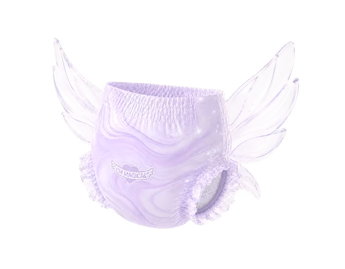 Violet Ashbond diaper with the hidden crystal artwork revealed.