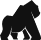 Monkey Minds logo icon. Simple black silhouette icon of a gorilla standing sideways.