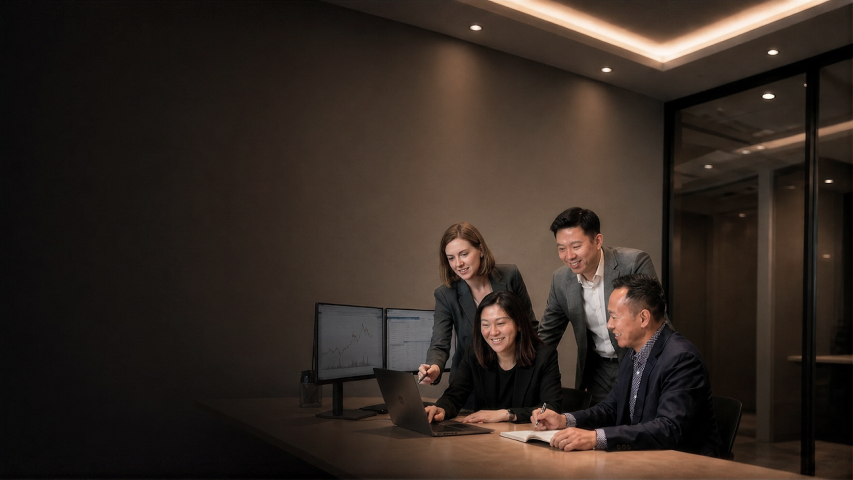 Meridian Energy trading team reviewing energy market data