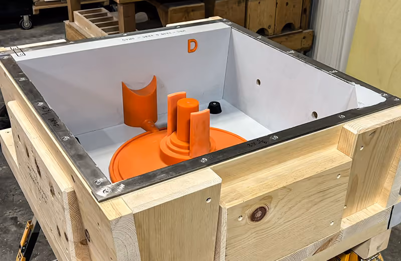 Alt: Hybrid foundry tooling with wood construction and precision pattern components by XL Pattern Shop.