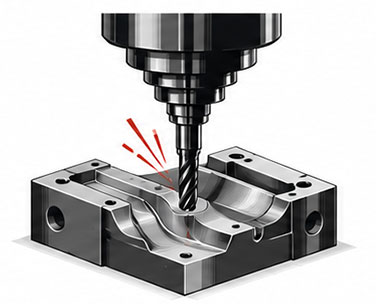 CNC machining icon representing precision prototype and short-run production.