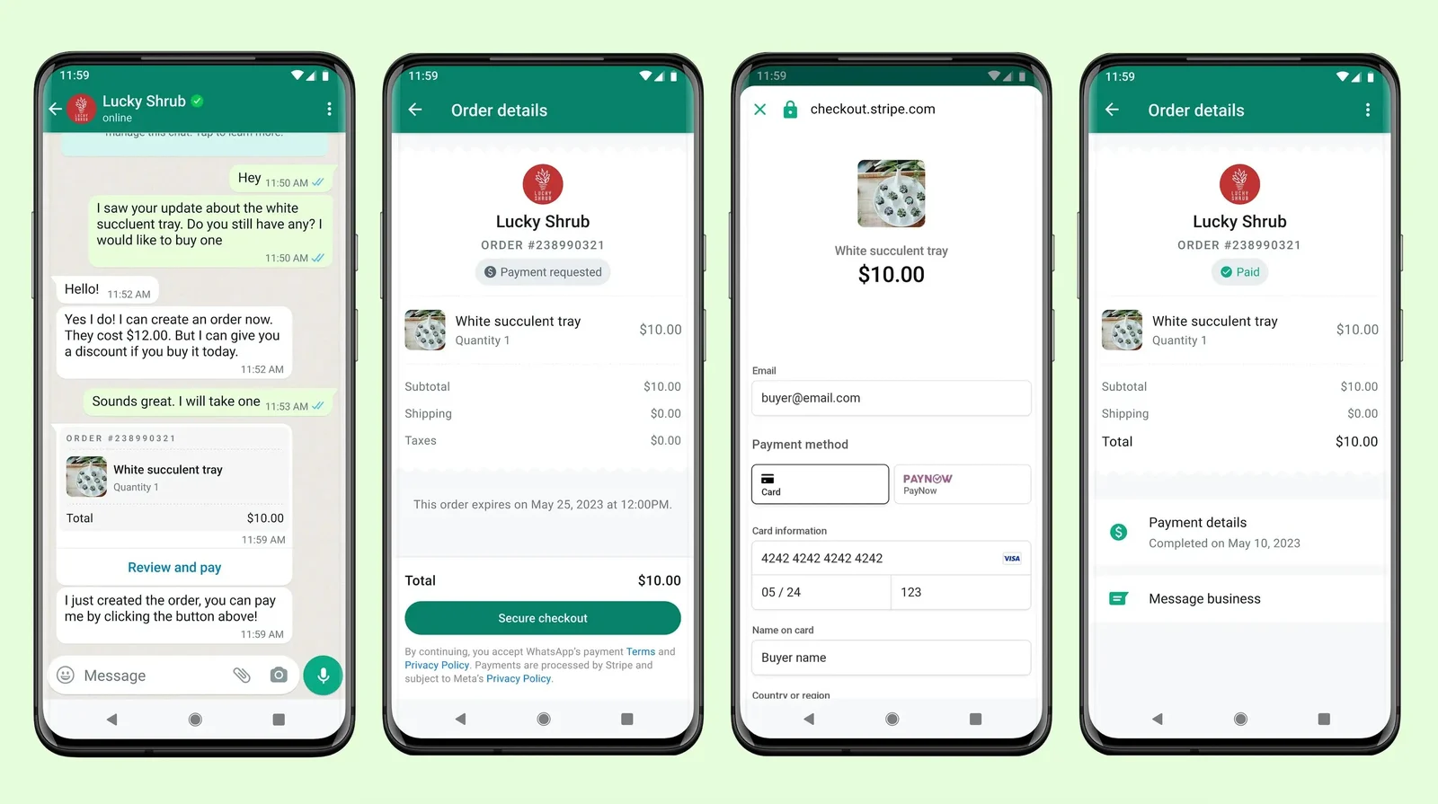 Payment inside a WhatsApp conversation