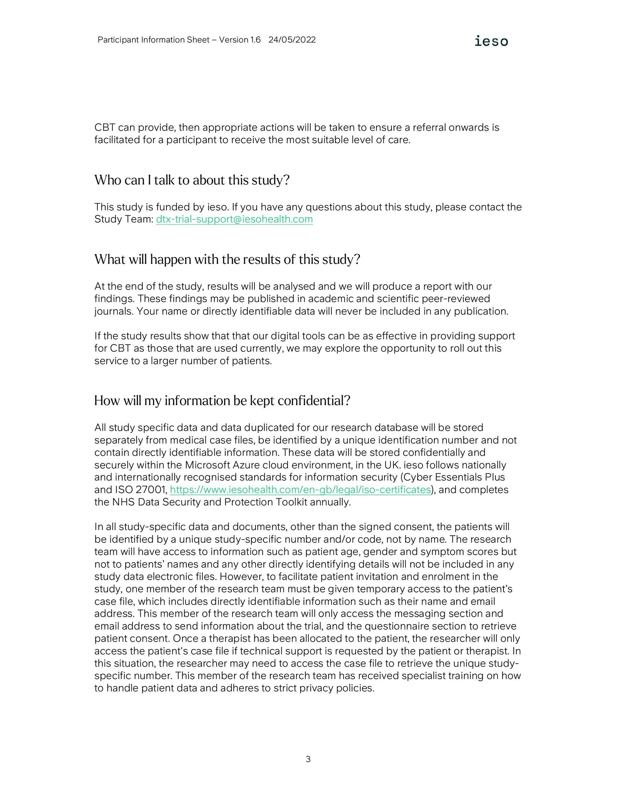 Page 3 of the participant information sheet