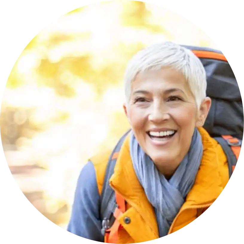 Client on a hiking trip