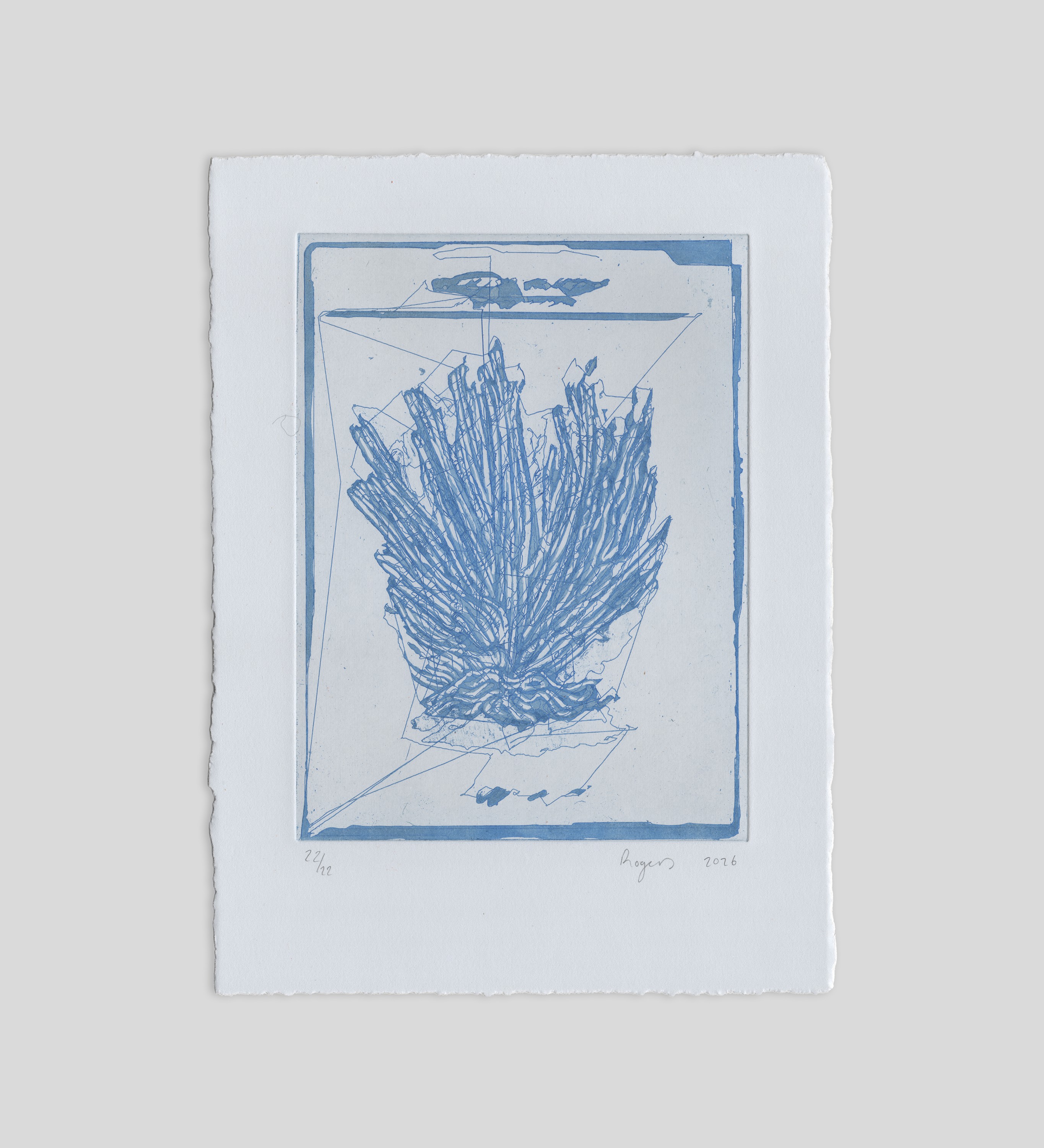 Mermaid glove sponge — blue stitched etching from The Melodies of Mud and Sea