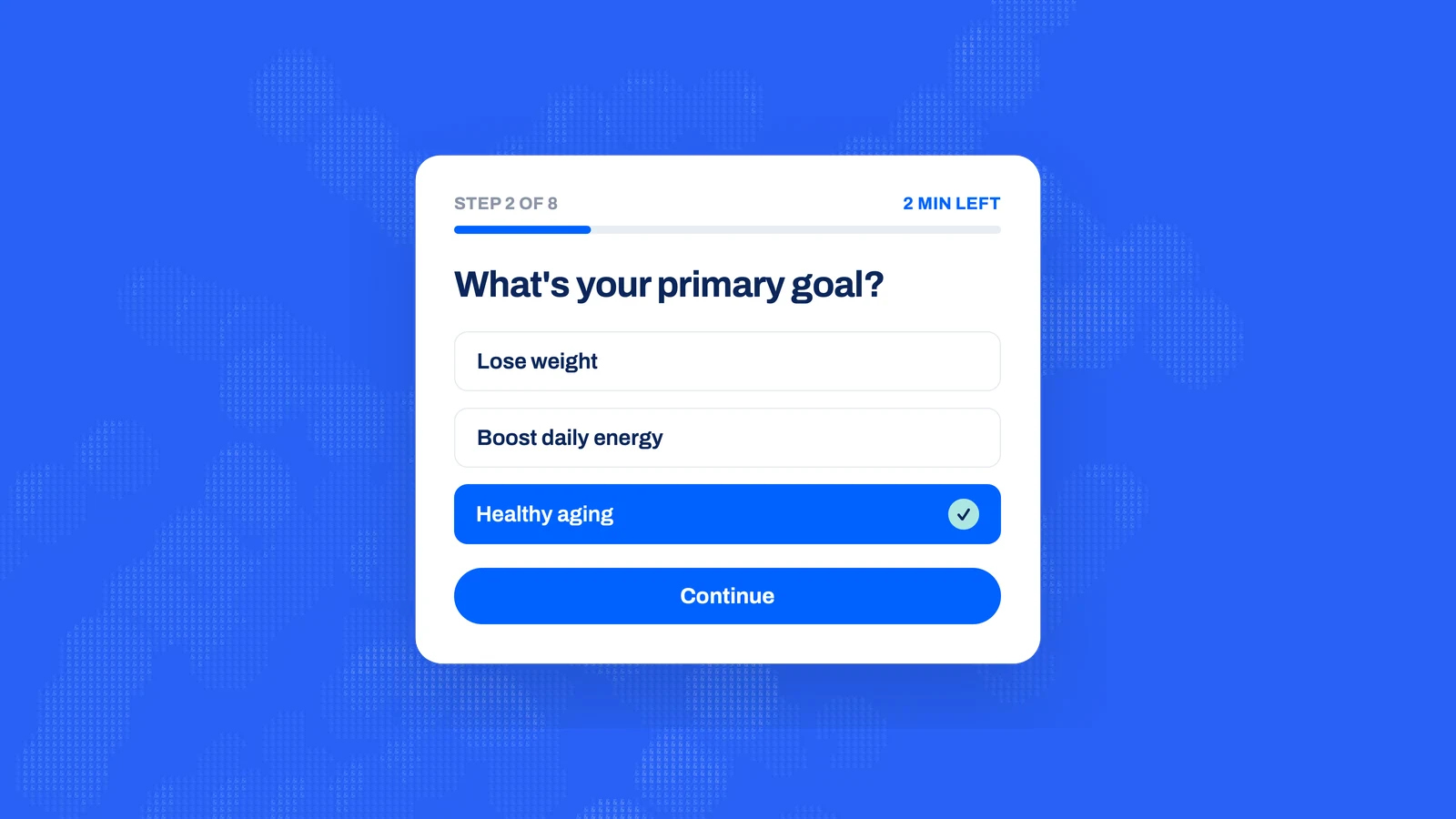 Member choosing healthy aging as their goal in the Science and Co questionnaire