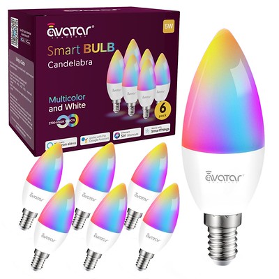 E12 Smart Candelabra / Chandelier Bulbs, 6-Pack