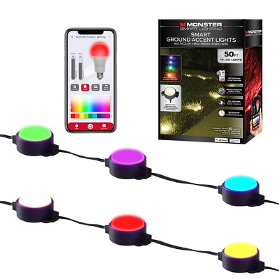 Smart Outdoor Ground Accent RGB+IC+WW LED Lights 50ft