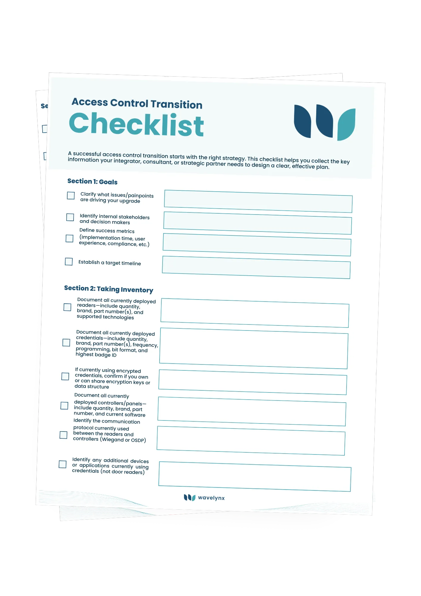 Preview of the Access Control Transition Checklist document