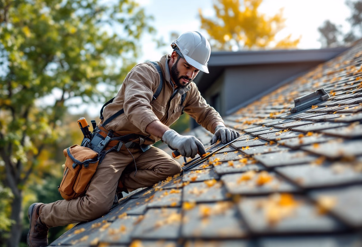image of roofing contractor at work
