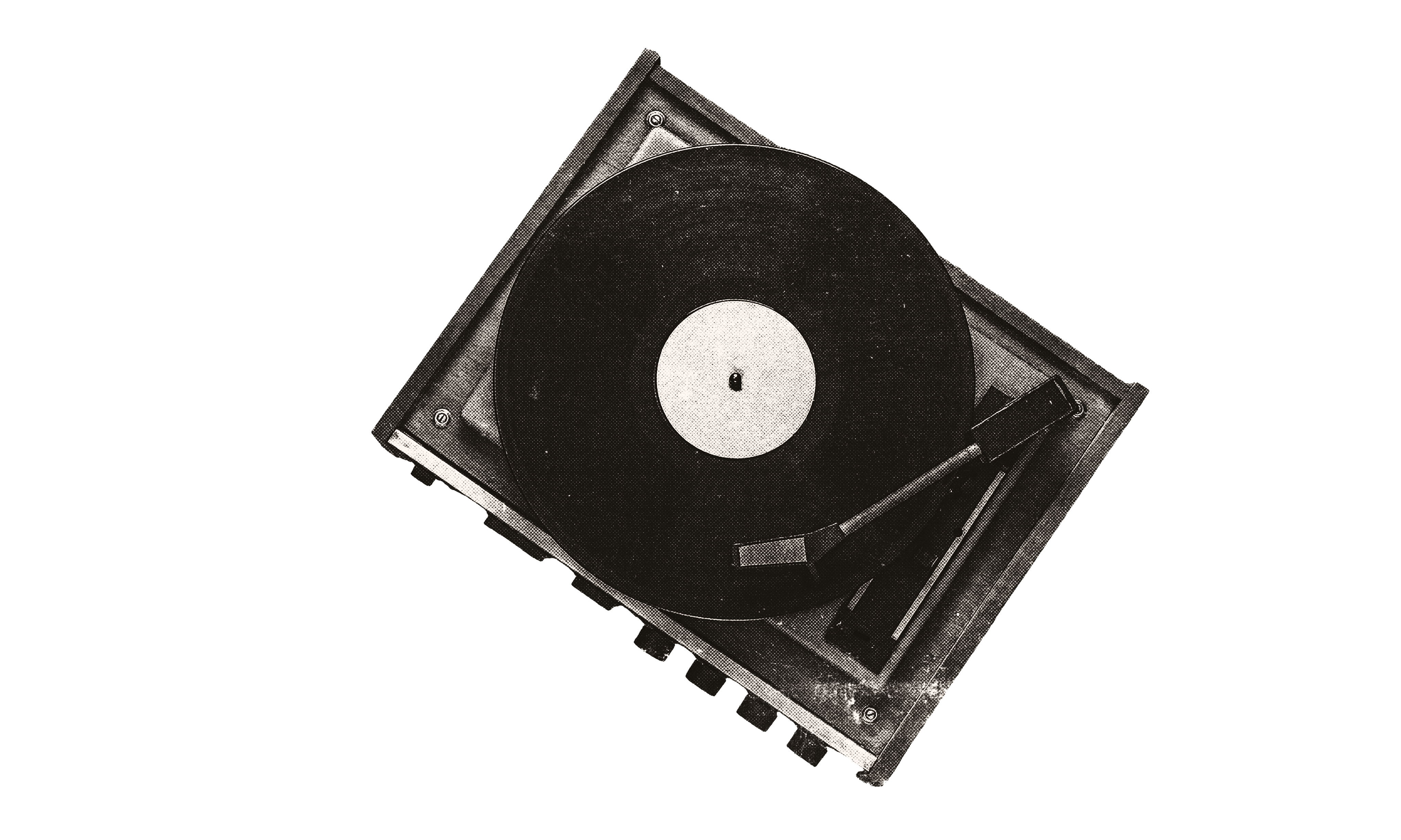 Vintage turntable with a vinyl record