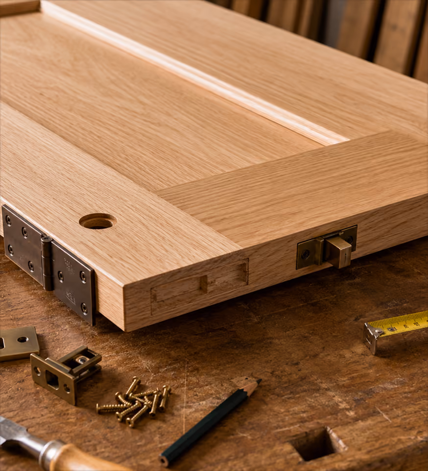 Internal door with casing and lining 