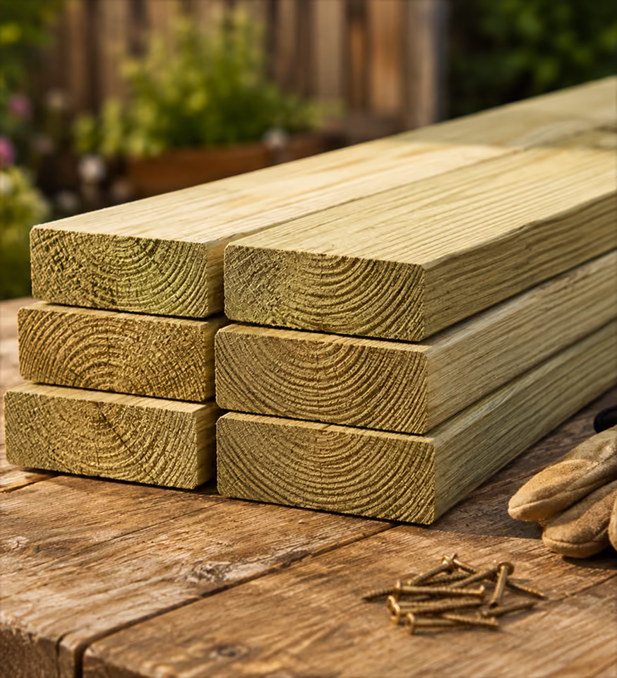 Pressure-treated timber stack 