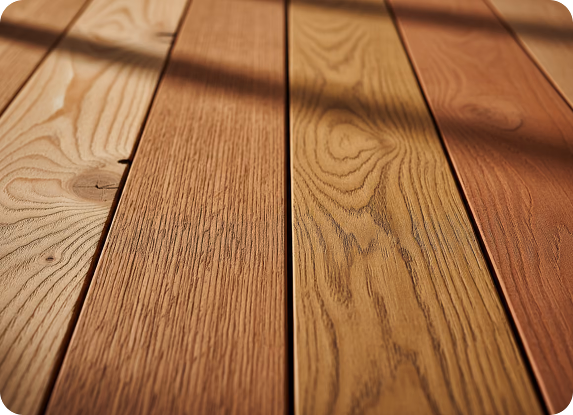 Close-up of timber decking boards