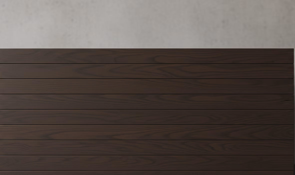Dark hardwood decking boards