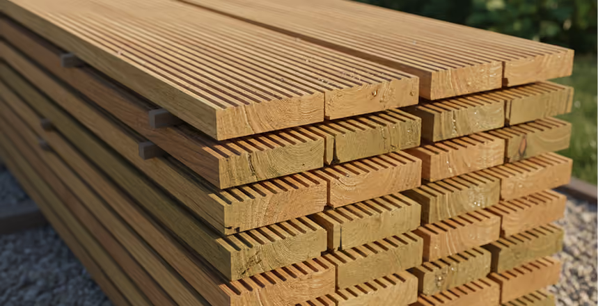 Thicker-machined treated softwood decking