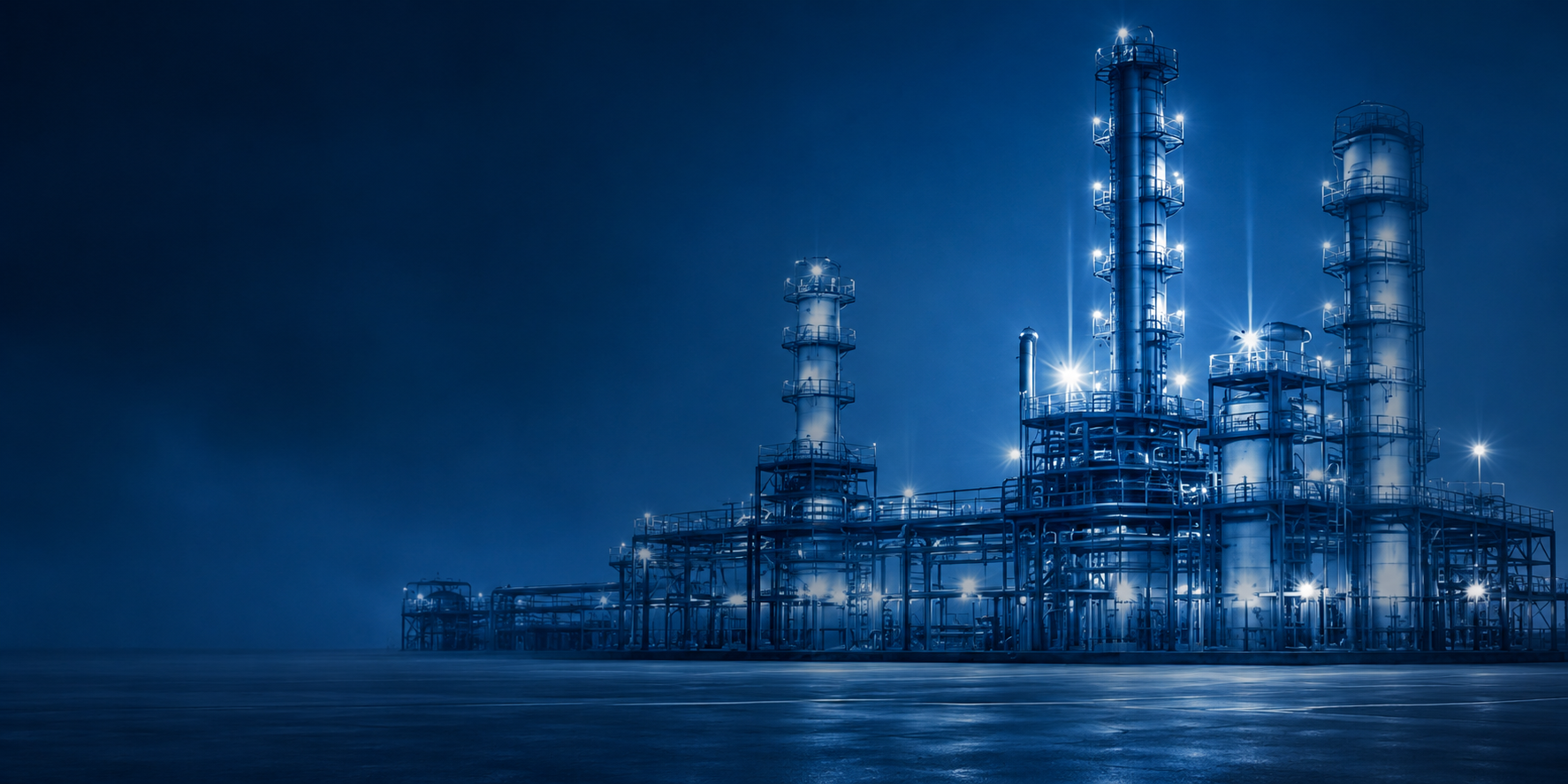 Industrial refinery at night