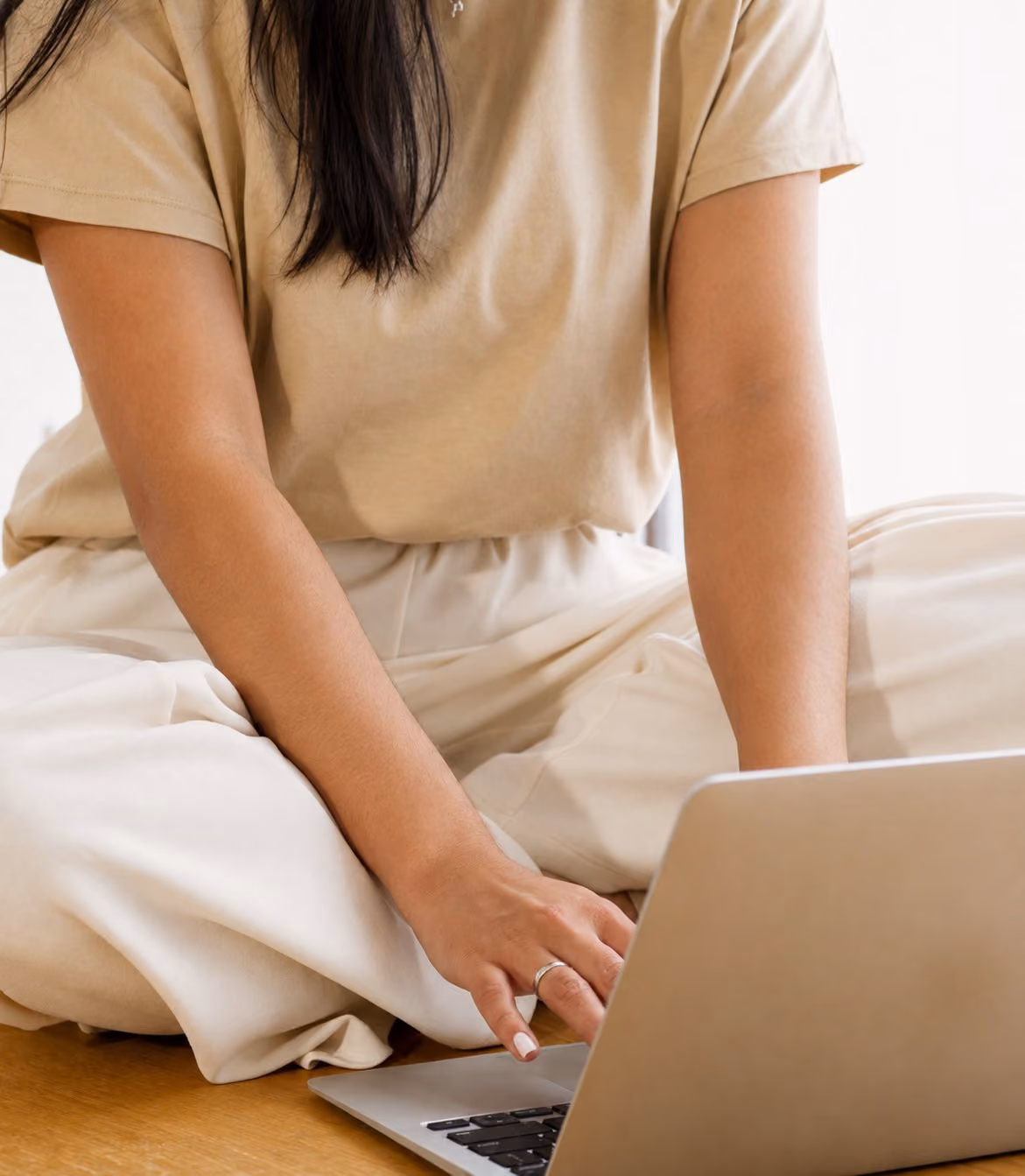 A person joining a virtual session on a laptop
