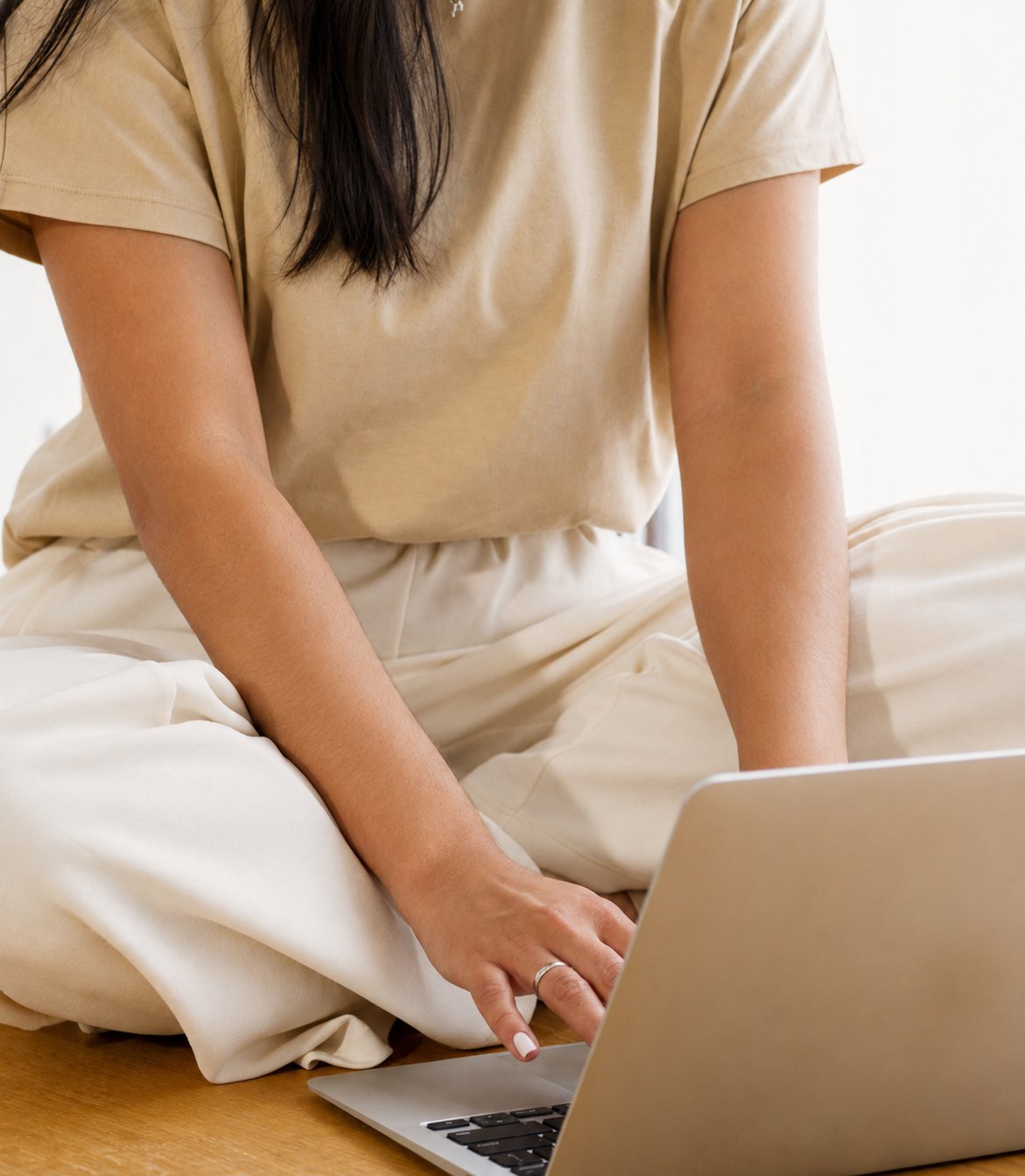 A person joining a virtual session on a laptop