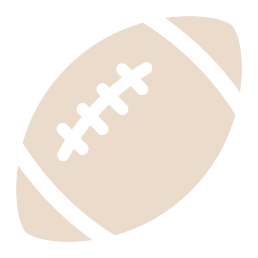 Beige American football icon with laces and stripes on a white background.