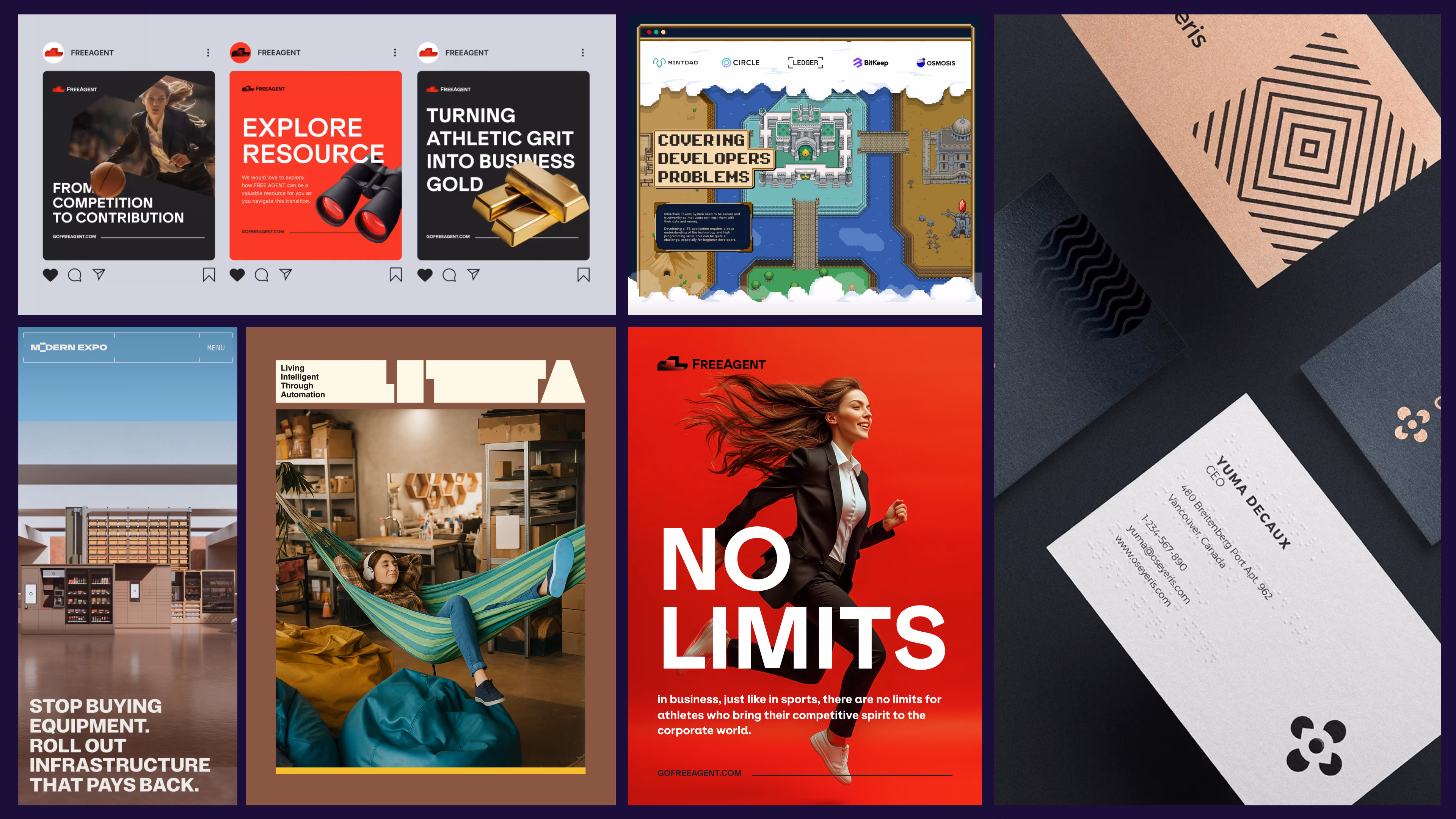 Visual identity brand design collage