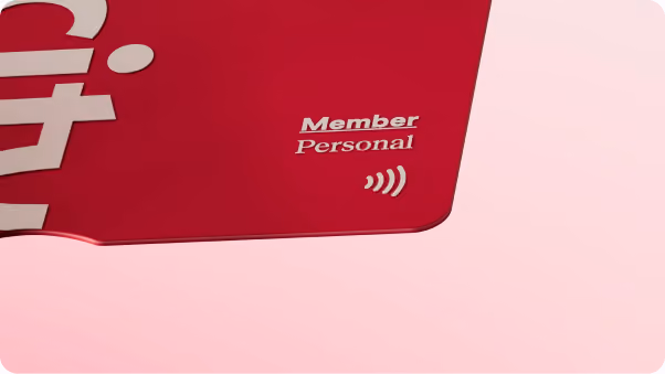 Red membership card design mockup