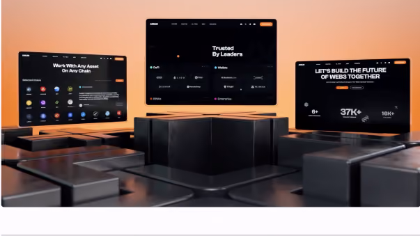 Axelar dark web3 dashboard trio on stands