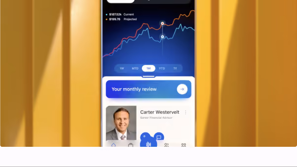 Meridian banking app monthly review screen