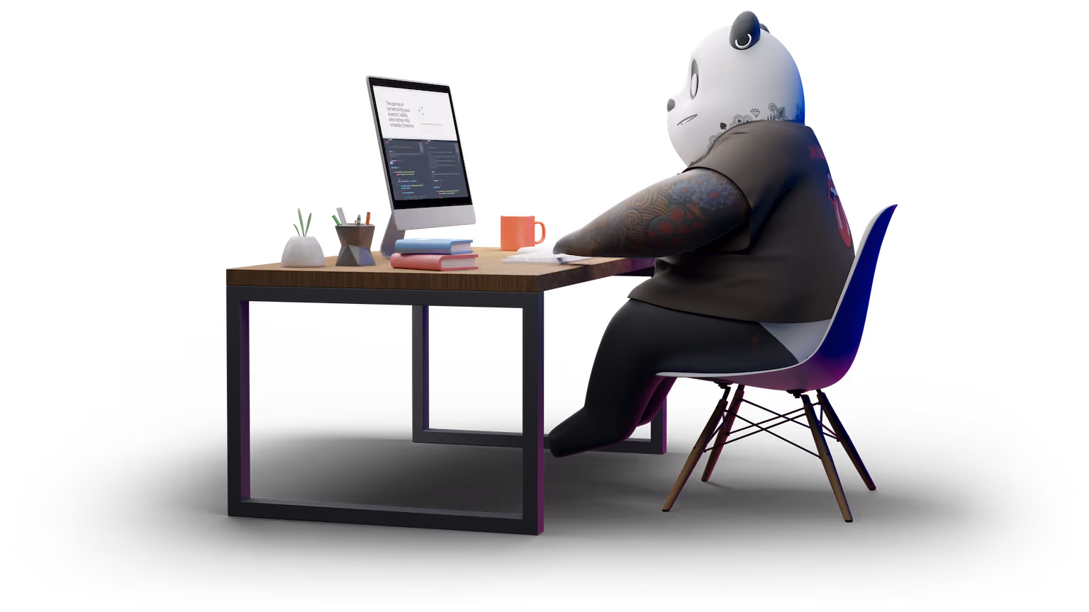 PLACEHOLDER: wireframe panda render for Web Development, colour hero character still to be produced