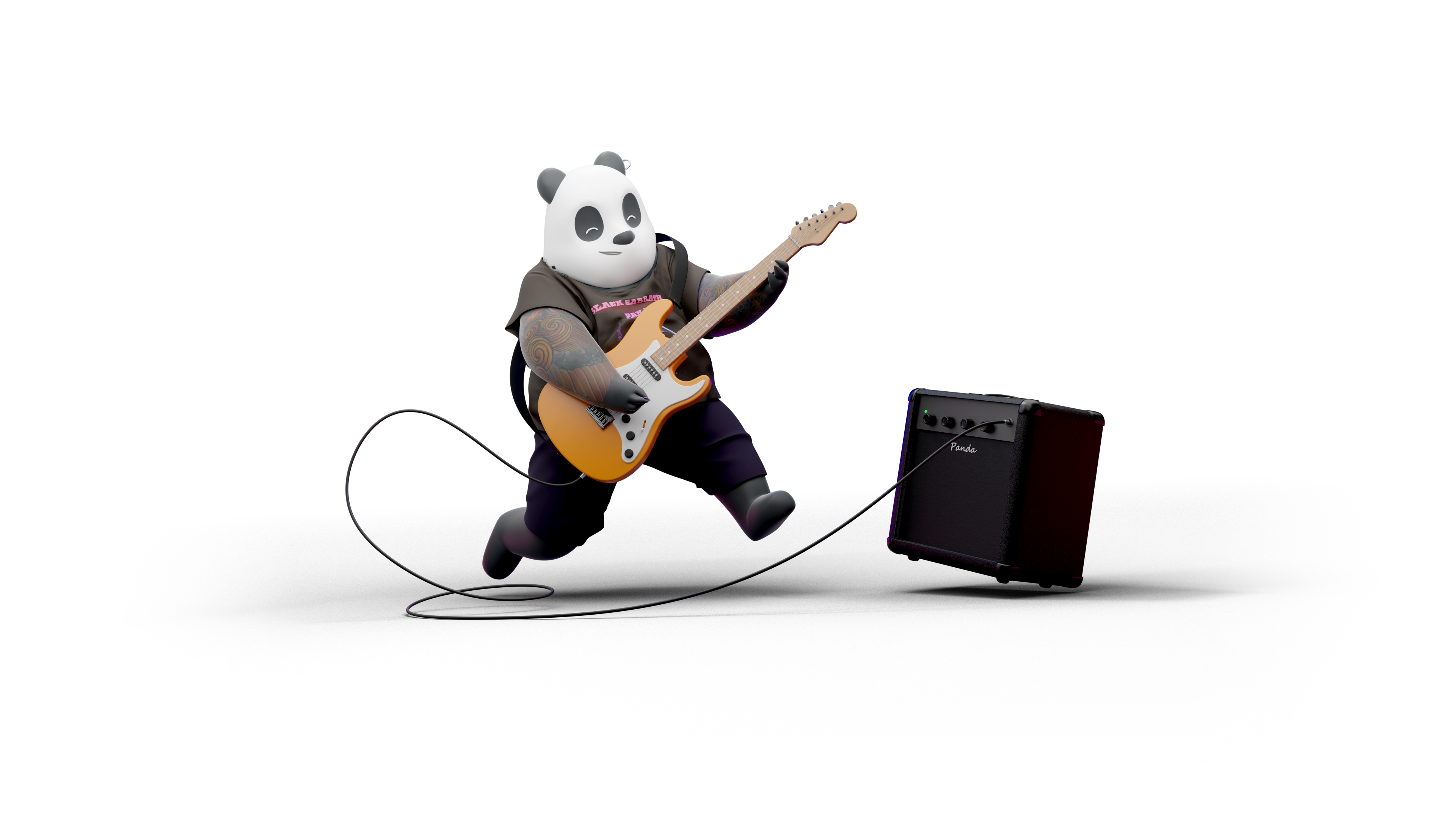 PLACEHOLDER: wireframe panda render for Content Creation, colour hero character still to be produced