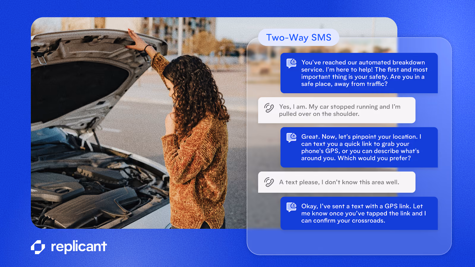 A customer service conversation showing how a mid-call two-way SMS workflow reduces friction and improves CX.
