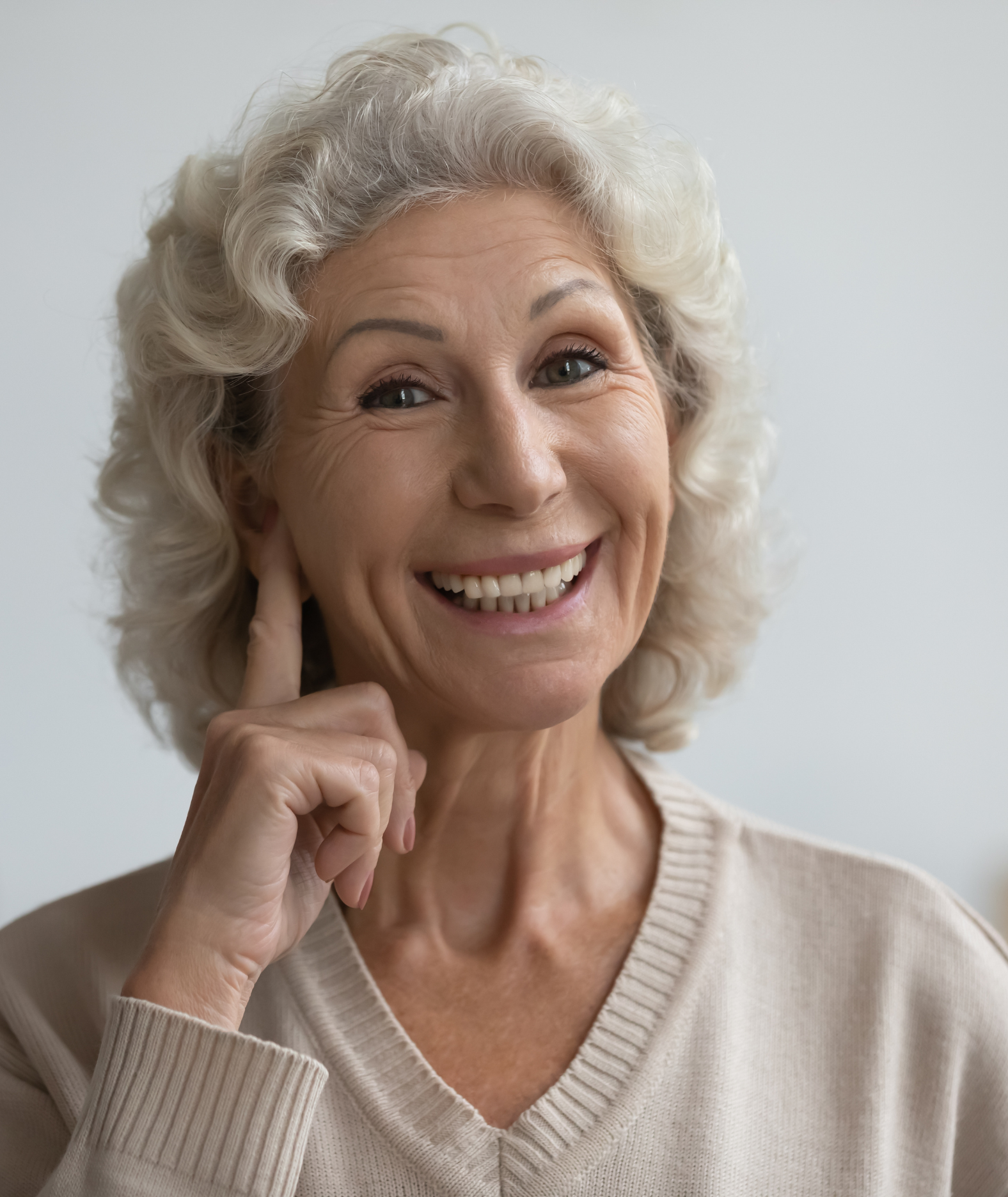 An older woman smiling