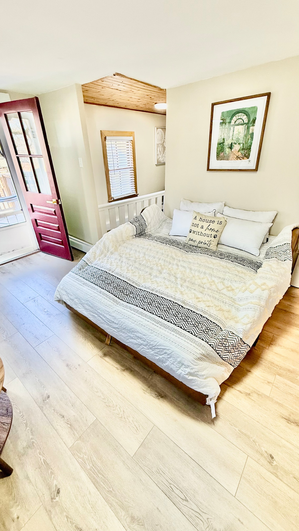 The pull-out couch converts into a comfortable, queen bed.