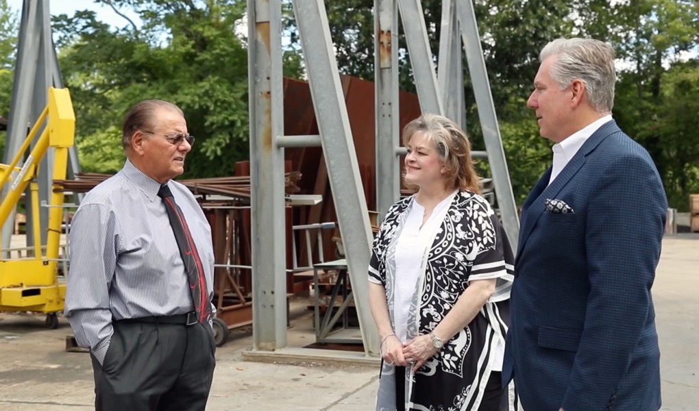 Frances Brunelle meeting with Walt Camp at his fabrication facility