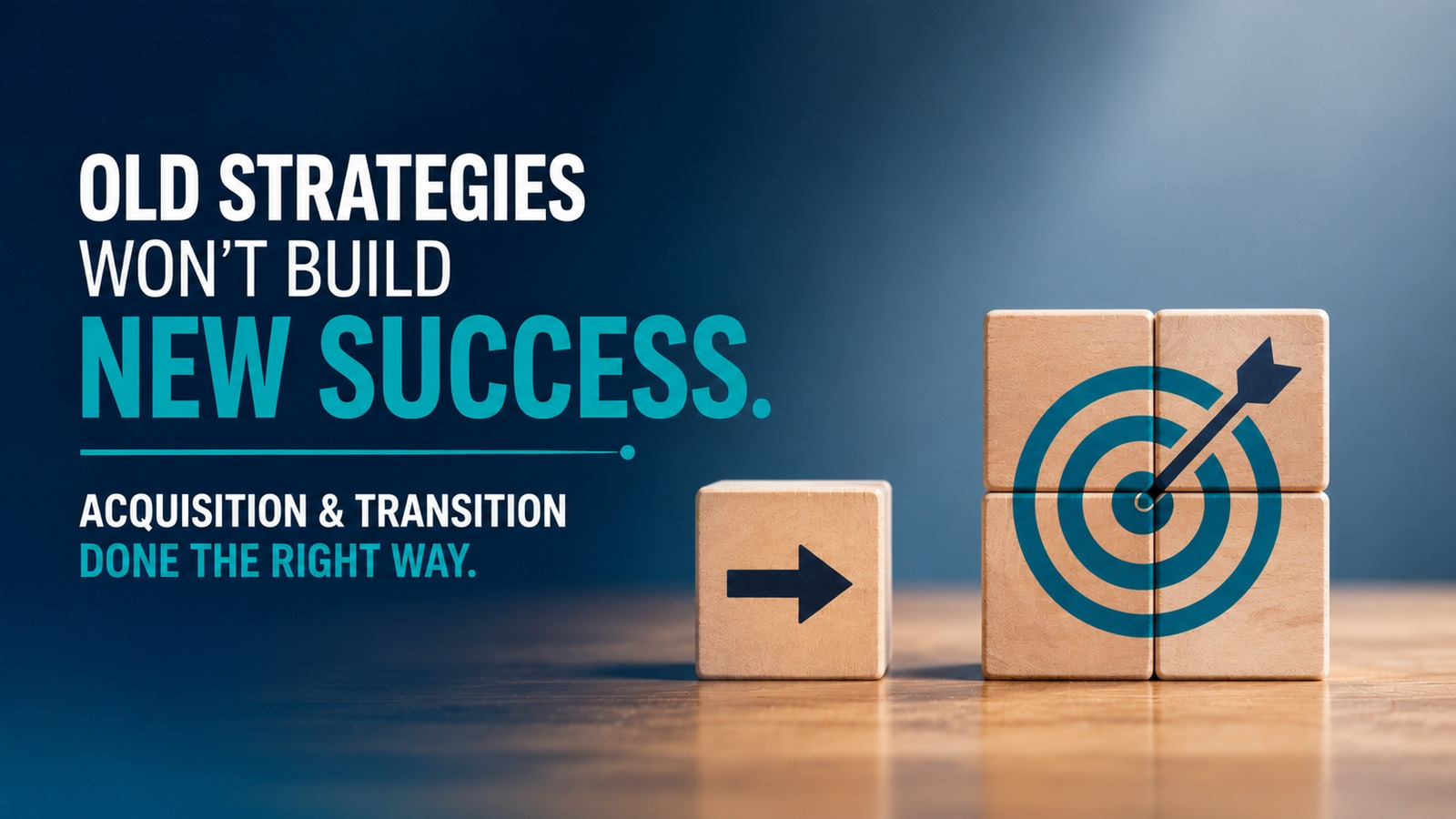 Target blocks and directional arrow representing a smooth manufacturing acquisition transition