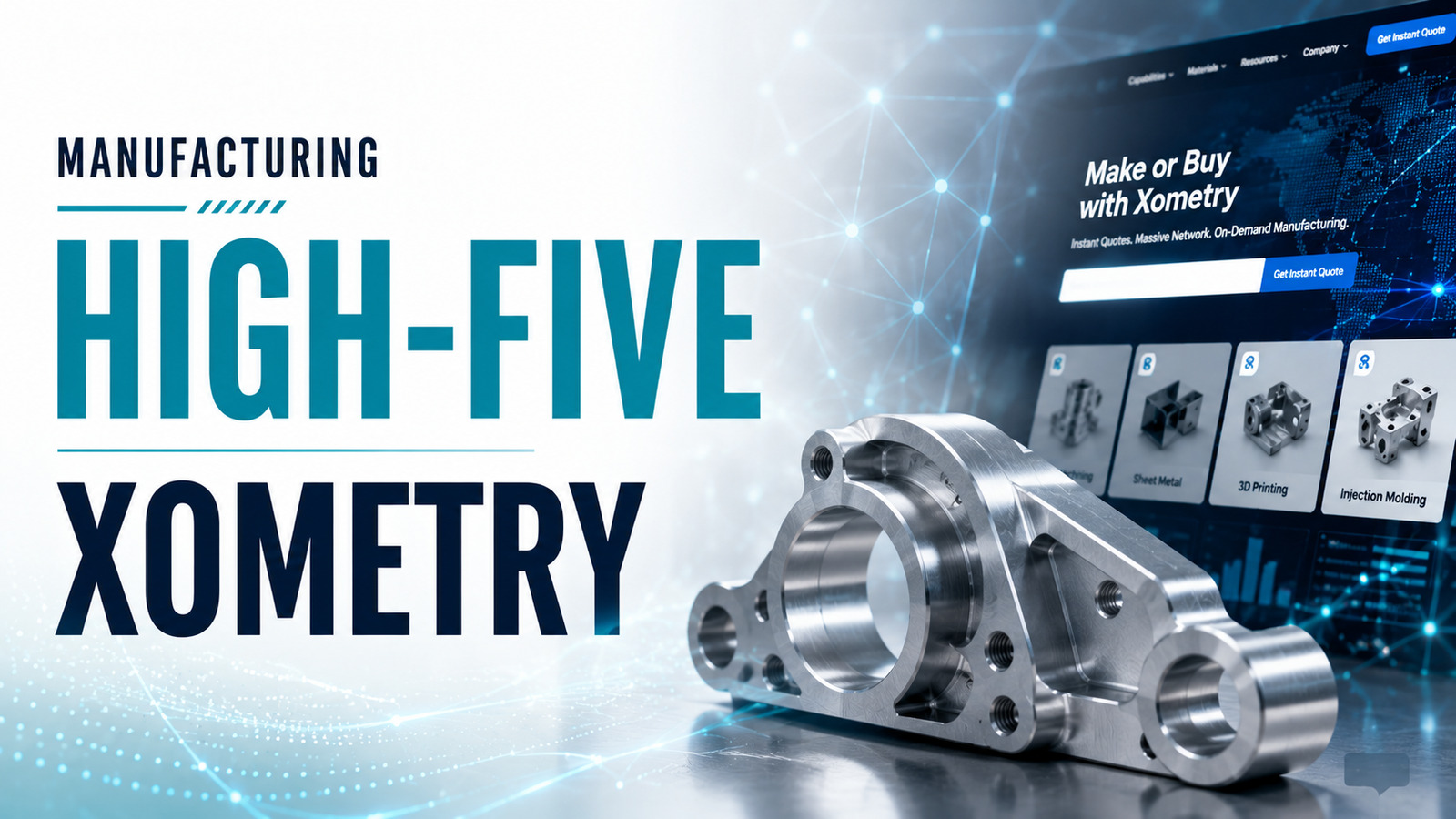 Precision-machined components beside the Xometry manufacturing marketplace platform