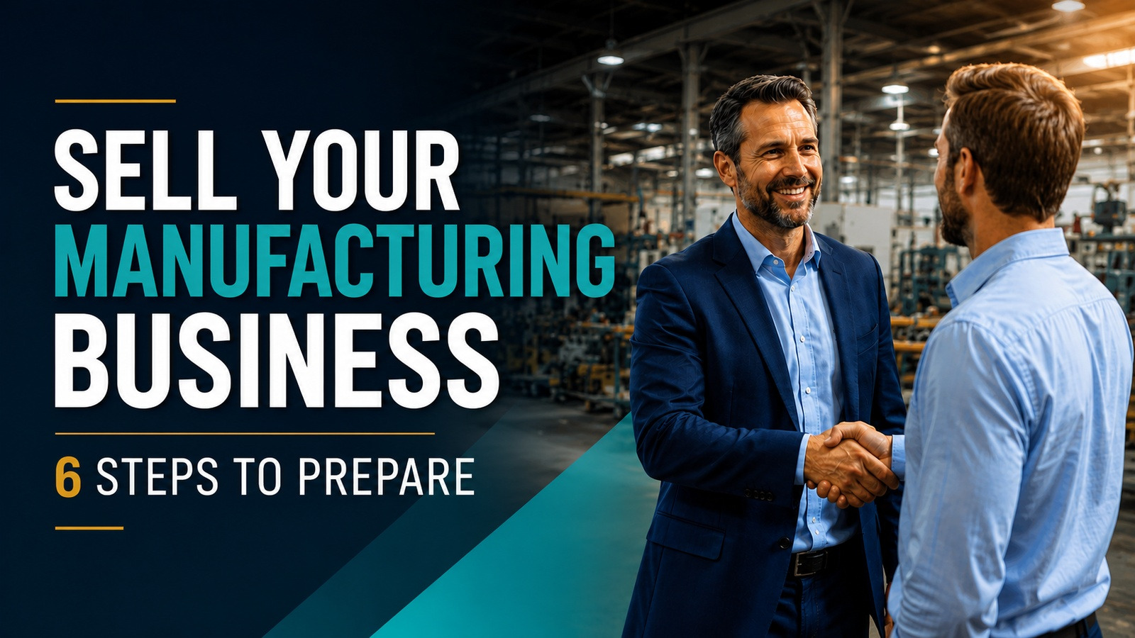 Manufacturing M&A advisor shaking hands with an owner preparing to sell the business