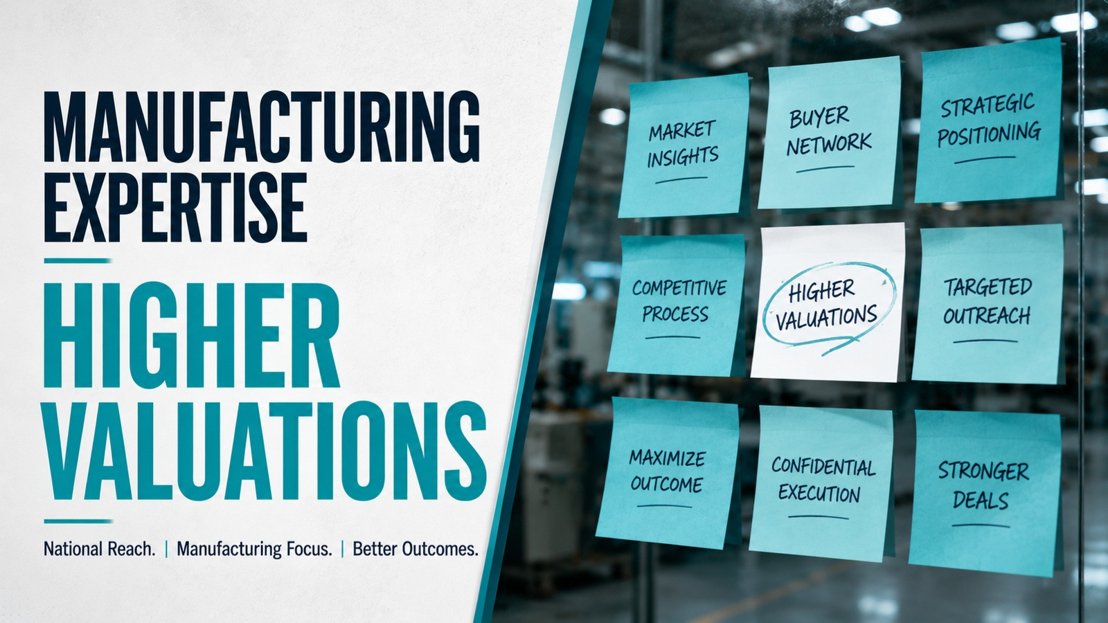 Strategy notes for market insights, buyer outreach and higher manufacturing business valuations