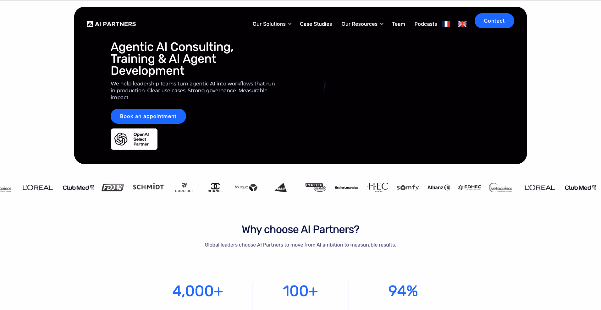 AI Partners agentic AI consulting website designed by DivMonk